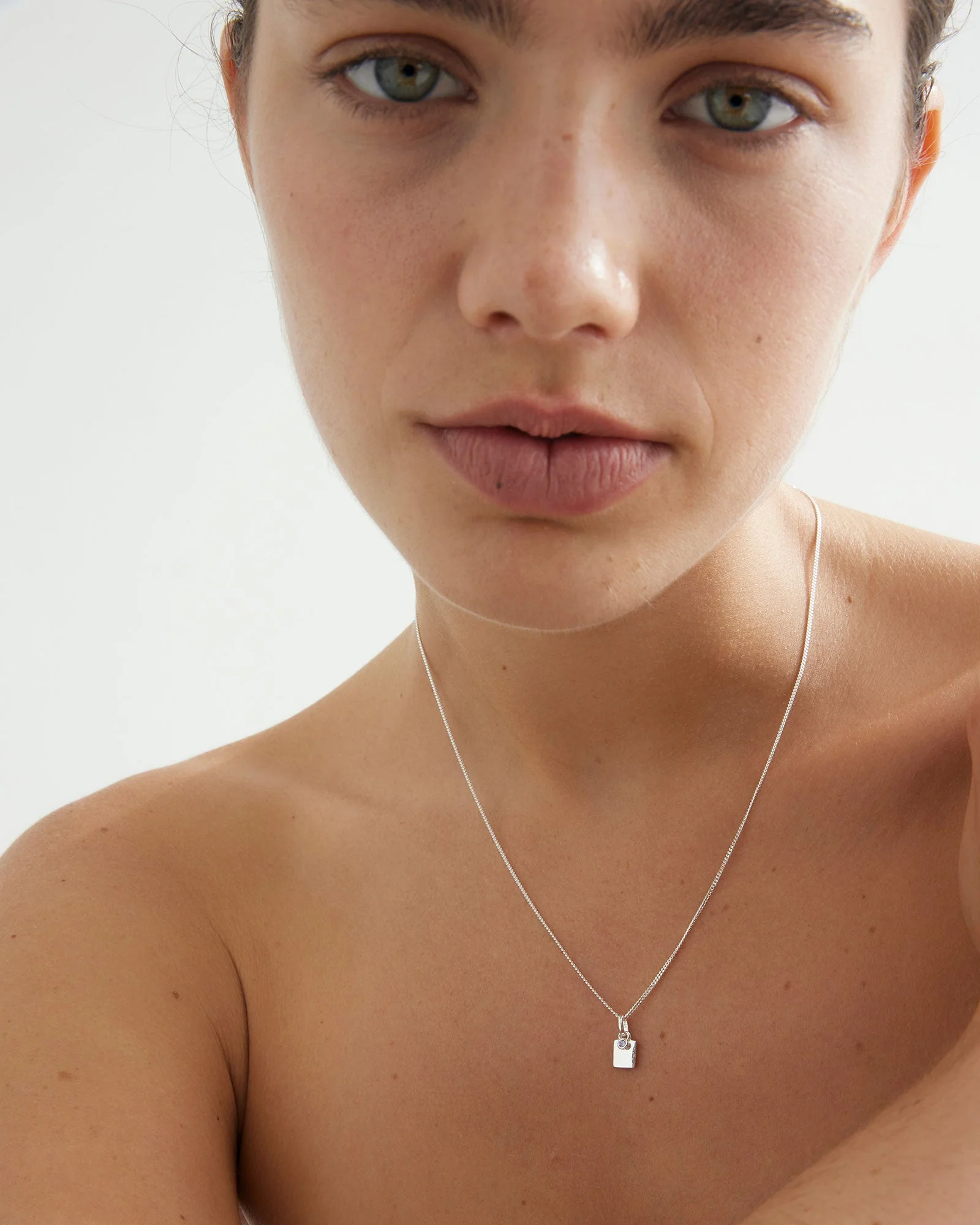 ENGRAVABLE BIRTHSTONE NECKLACE (STERLING SILVER) - Image 3