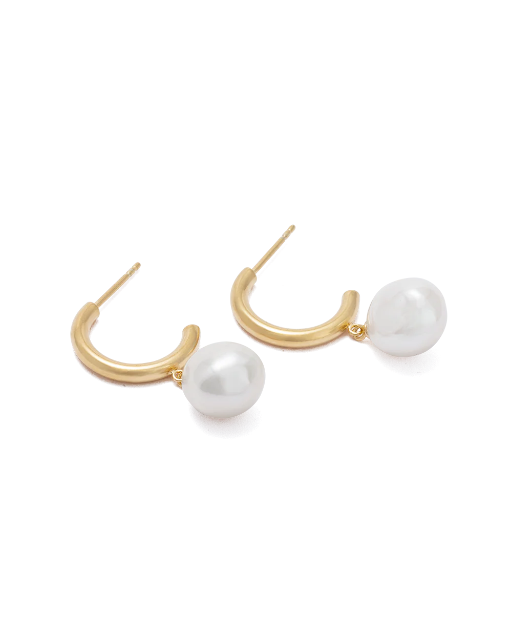 PEARL DROP HOOPS (18K GOLD PLATED) - Image 4
