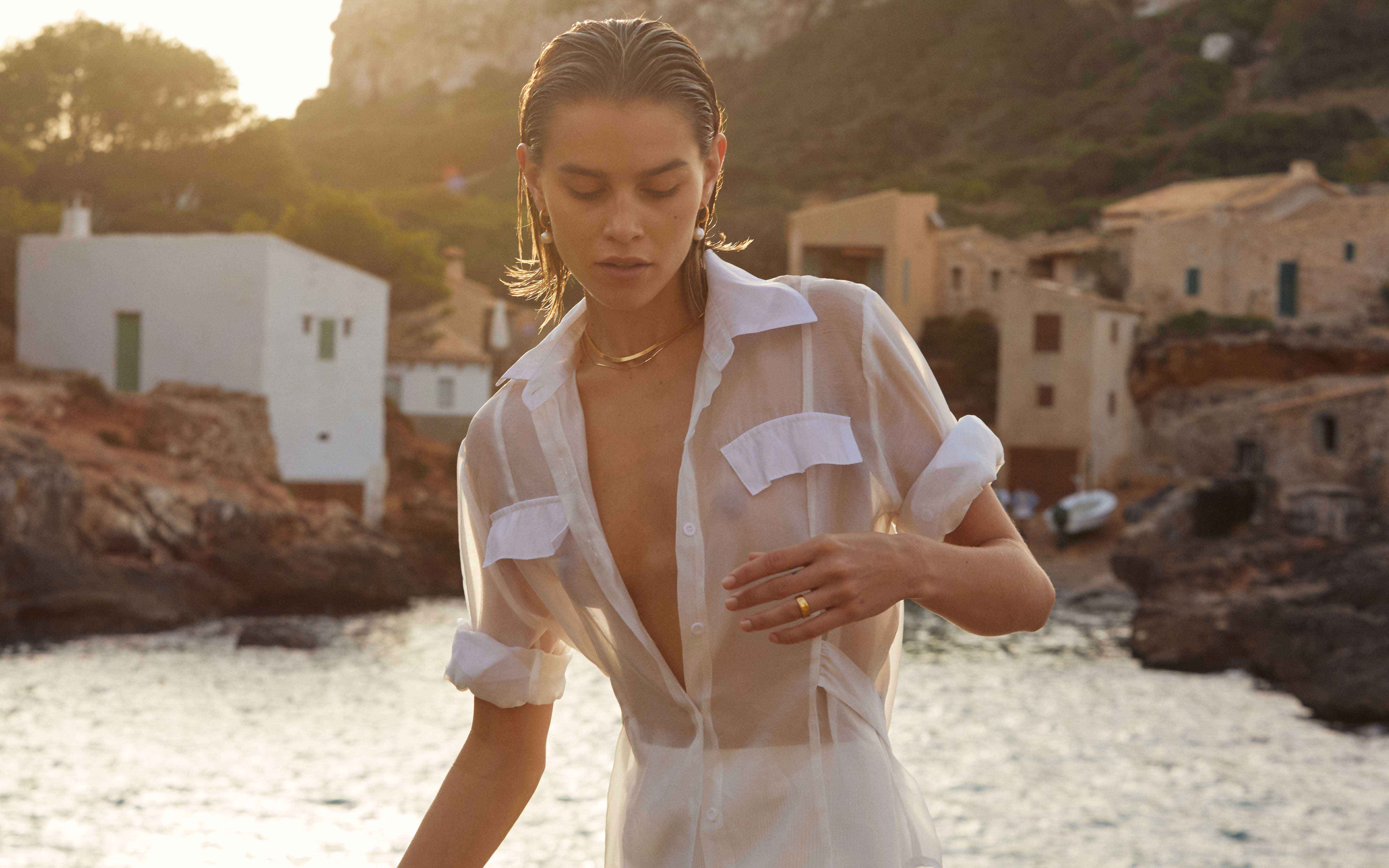 PEARL DROP HOOPS (18K GOLD PLATED) - Image 5